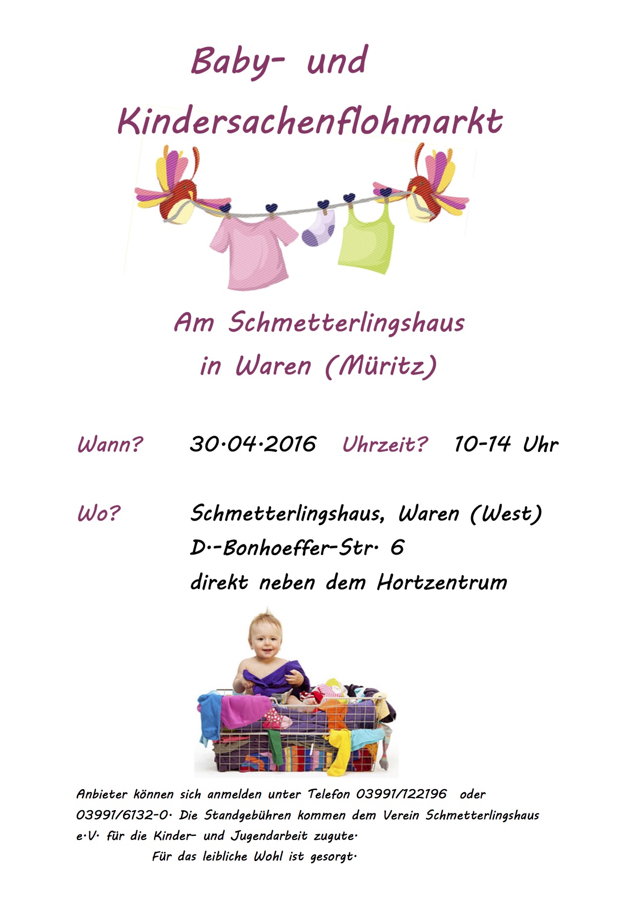 Kindersachenflohmarkt Schmetterlingshaus 30.4.2016