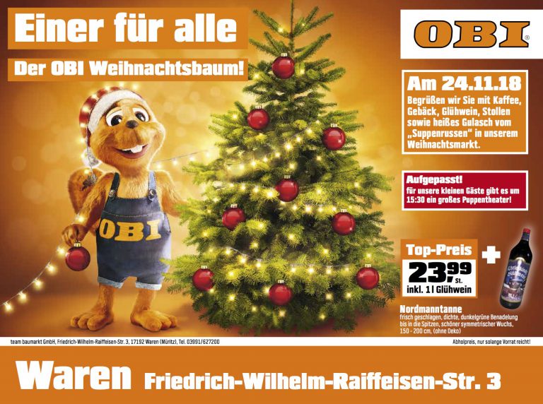 (Reklame) Weihnachtsstimmung am Sonnabend bei OBI Waren » Wir sind