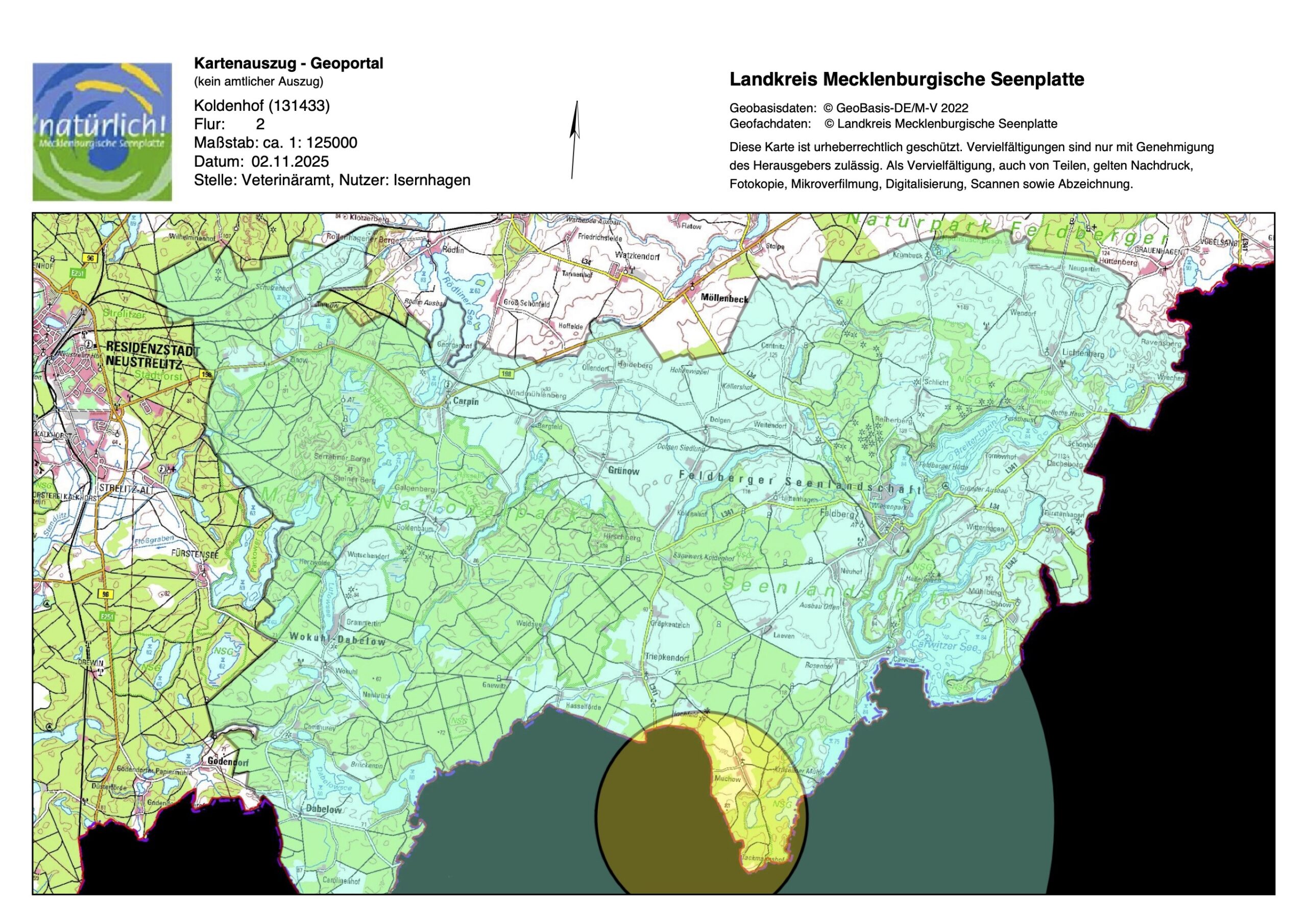 Karte Überwachungs- und Schutzzonen Lychen