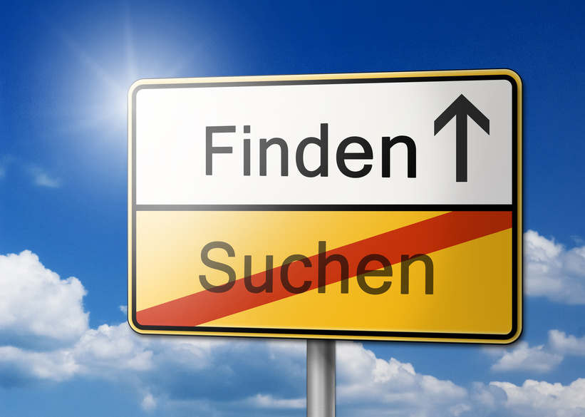 Finden statt suchen Schild